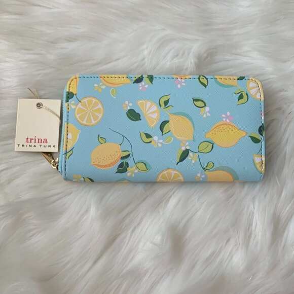 TRINA TURK Lemon Small & Large Continental Zip Around Wallets SET of 2 - Picture 6 of 7